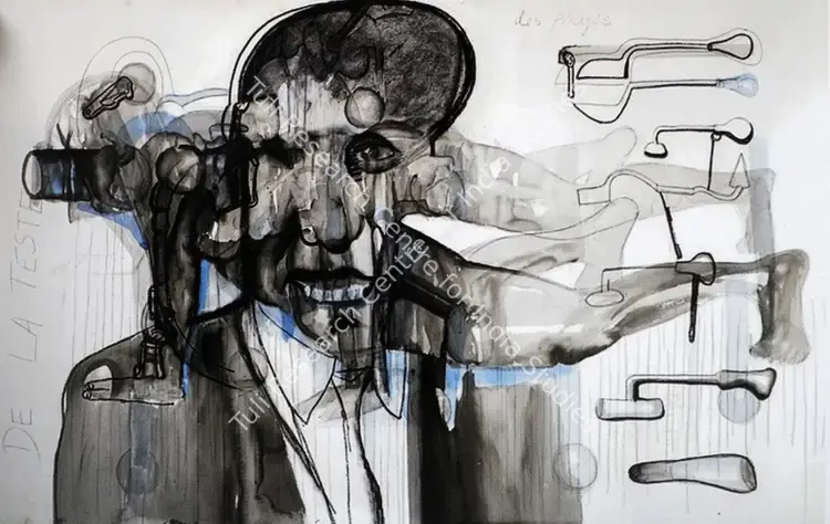 Gupta, Probir (Artist). De La Teste Des Playes. Mixed media-charcoal, conte gouache and graphite on paper, 2006 | Painting | FineArts | 00562931