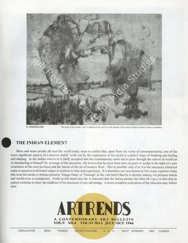 Janakiram, P.V. (Editor). Artrends - A Contemporary Art Bulletin. 5 & 6(4 & 1). Madras: Progressive Painters, July-October 1965 | Bulletin | FineArts | 00842096