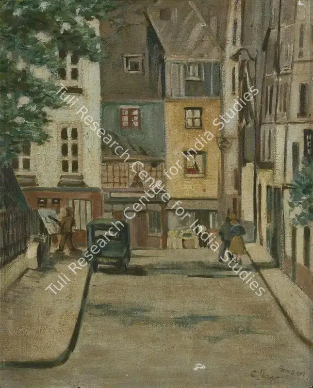 Kar, Chintamoni (Artist). Paris Street. Oil on canvas pasted on board, 1951 | Painting | FineArts | 00338875