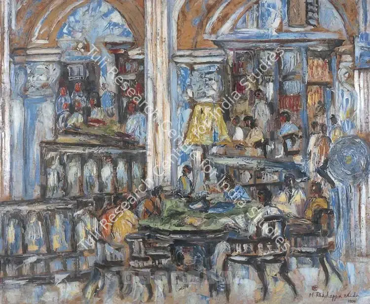 Naidu, Reddeppa (Artist). Caf . Oil on paper, 1958 | Painting | FineArts | 00376605
