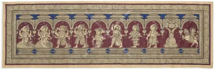 Das, Pranab Narayan (Artist). Untitled (Dashavatar, Oriya Pattachitra). Natural pigments on Tussar silk, n.d. | Tapestry | EconomicsArt | 00869135