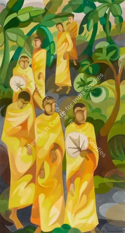 Senanayake, Senaka (Artist). Buddhist Monks. Oil on canvas, 1983 | Painting | EconomicsArt | 00872724
