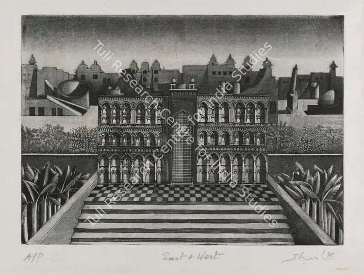 Choyal, Shail (Artist). East & West. Etching, 1976 | Graphic Art | FineArts | 00417407