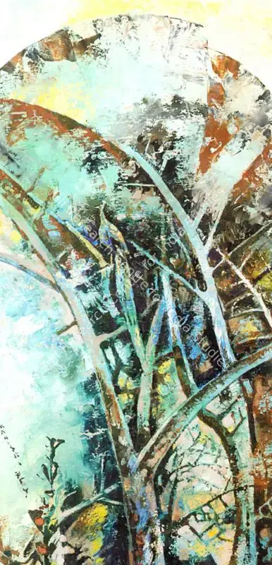 Dey, Manishi (Artist). Trees. Tempera on card, c.1965 | Painting  | 00878171
