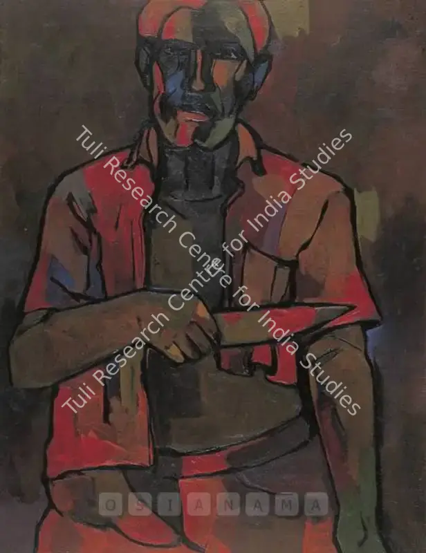Vaikuntam, Thota (Artist). Man With Knife. Oil on canvas, 1979 | Painting | FineArts | 00599865