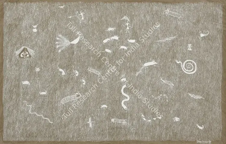 Mashe, Jivya Soma (Artist). Untitled. Gouache on paper, early 1990s | Painting | EconomicsArt | 00870654