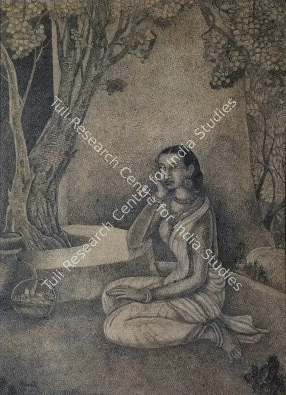 Gupta, Mahindra Bhushan (Artist). Shabari. Pen and ink on paper, 1940 | Painting | FineArts | 00563196