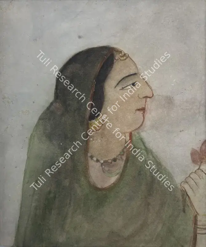 Devi, Sunayani (Artist). Untitled (Lady with Flower). Watercolour on paper, n.d. | Painting | EconomicsArt | 00872272