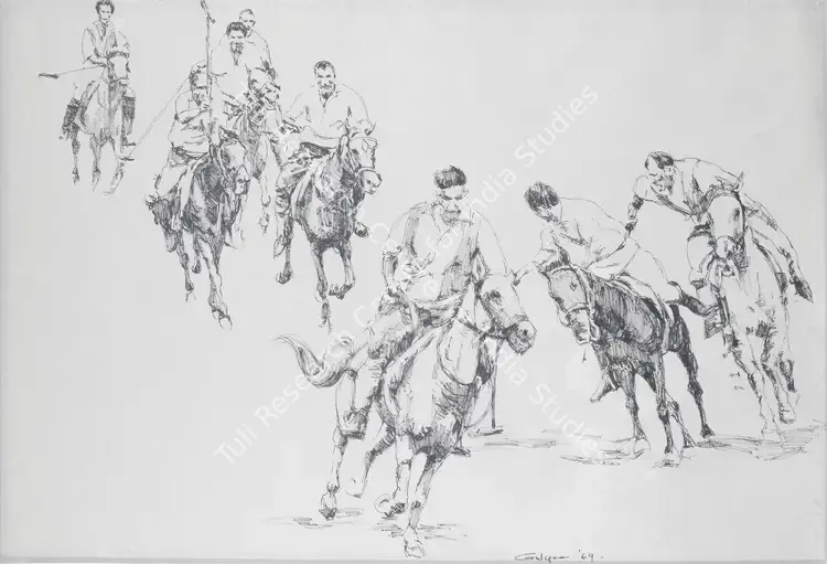 Gulgee, Ismail (Artist). Polo Players. Pen, Ink and marker on paper, 1969 | Drawing | FineArts | 0023058
