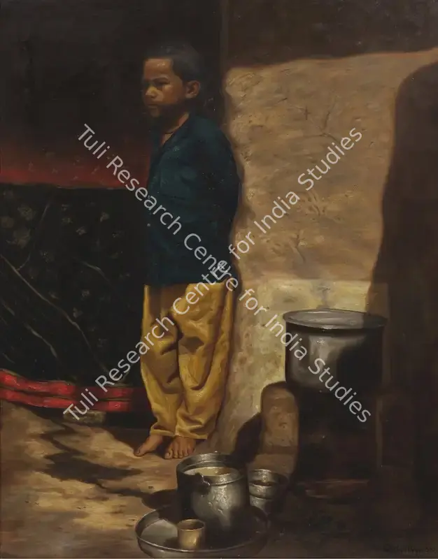 Arya, Rahul (Artist). Study of a Young Boy. Oil on canvas, 1997 | Painting | EconomicsArt | 00871925