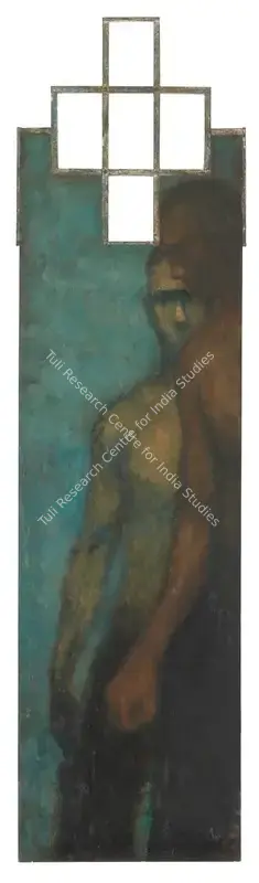 Padwal, Sunil (Artist). Untitled (Two Men). Oil on wood with artist's metal frame, 1999 | Painting | FineArts | 00418675