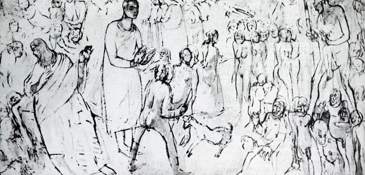 Paniker, K.C.S. (Artist). Peacemakers. Oil, 1951 | Artrends, October 1961 | Painting | FineArts | 00551117