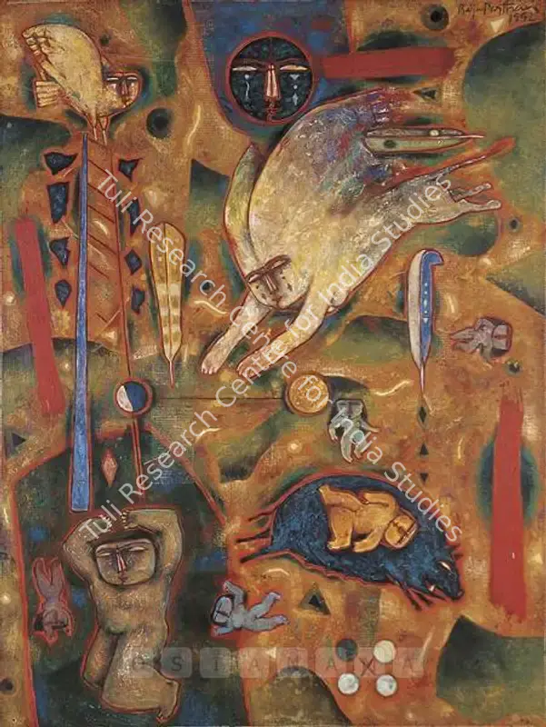 Parthan, Baiju (Artist). Wombtime & Simultaneity. Oil on canvas, 1992 | Painting | FineArts | 00600820
