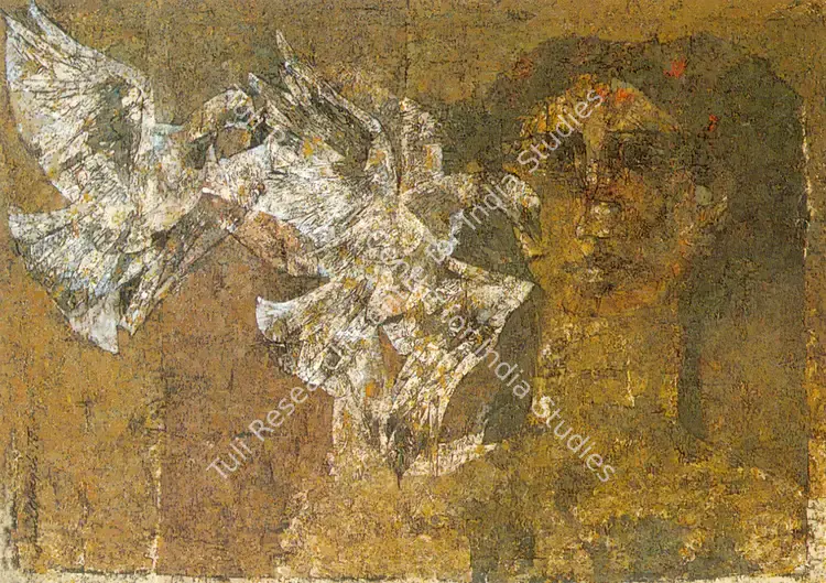 Naqsh, Jamil (Artist). Woman With Pigeon. Mixed media on paper, 1975 | Painting  | 00877199