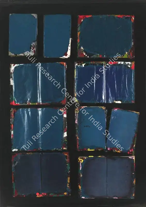 Krishnamachari, Bose (Artist). No, No, More Books. Acrylic & Burnt Books Pasted on Board, 1994 | Painting | FineArts | 00644906