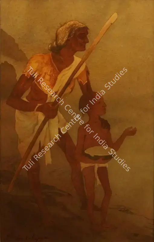 Venkatappa (Artist). Beggar and child. Watercolour on paper, n.d. | Painting | FineArts | 00643077