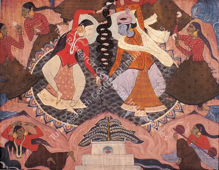Palsikar, Shankar (Artist). Dancers With Snake. Gouache on paper, c.1952 | Painting | FineArts | 00375760