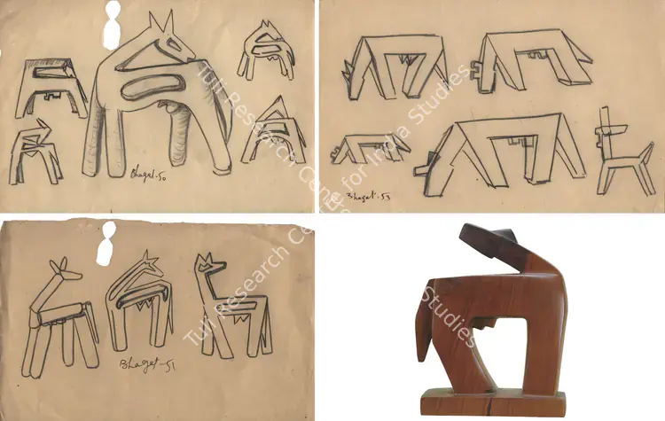 Bhagat, Dhanraj (Artist). Study For The Horse Series. Charcoal on paper, 1950 | Drawing | FineArts | 0022151