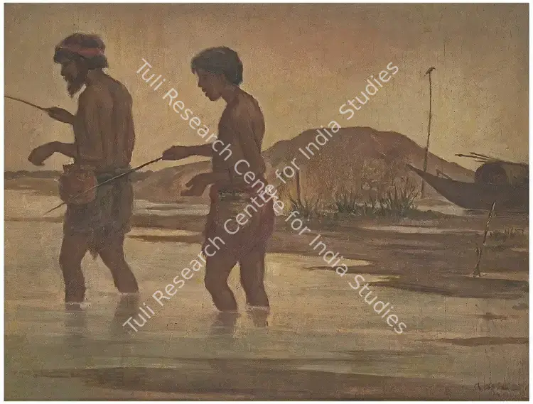 Ash, Gobardhan (Artist). Fishing For Provisions. Oil on wood, 1940 | Painting  | 00866824