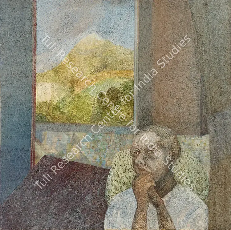 Chakravarty, Jayashree (Artist). Contemplation. Oil on canvas, 1983 | Painting | FineArts | 00355514