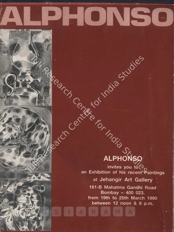 Alphonso (Artist). Alphonso. Bombay: Jehangir Art Gallery, 1990 | Solo Exhibition Invitation | FineArts | 00858880