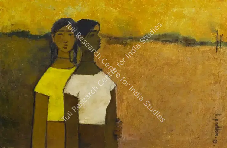 Prabha, B. (Artist). Untitled (Two Girls). Oil on canvas, 1959 | Painting | FineArts | 00596100