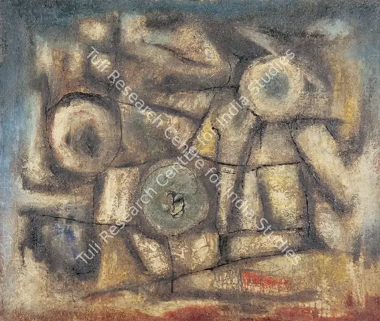 Bhushan, S.R. (Artist). Untitled. Oil on jute pasted on canvas, early 1960s | Painting  | 00881731