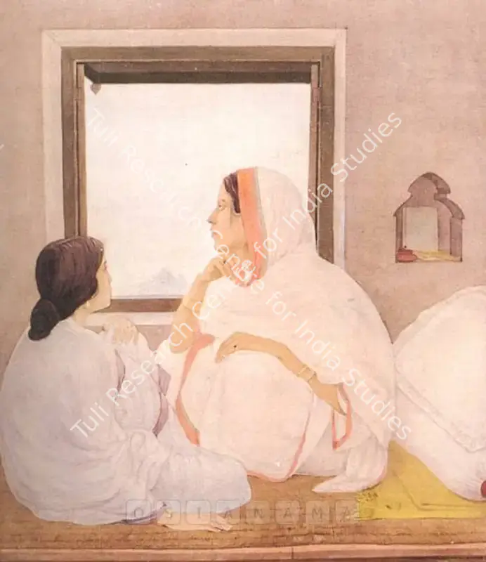 Sen, Sushil (Artist). Melancholy Thoughts. Watercolour heightened with gold on paper, n.d. | Painting  | 00877890