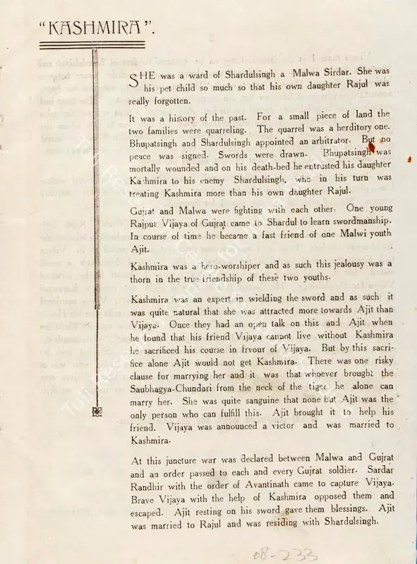Jashwantlal, Nandlal (Director), Kashmira, 1934 | Song-Synopsis Booklet | CinemaEducation | 00865388
