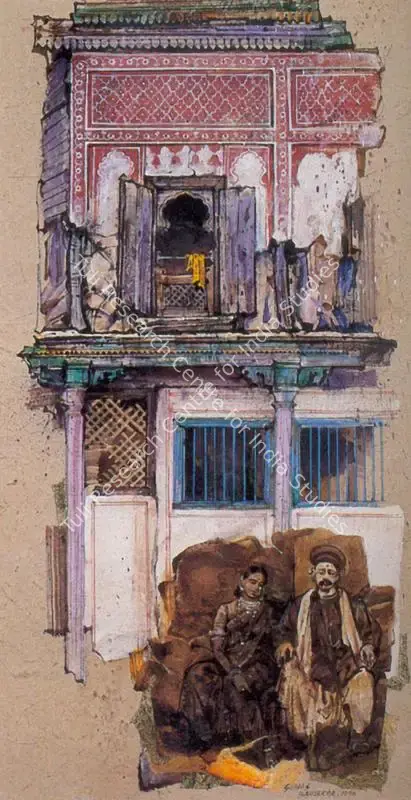 Bahulkar, Suhas (Artist). Nostalgia XII. Acrylic and gold leaf on paper, 1996 | Painting | FineArts | 00374763