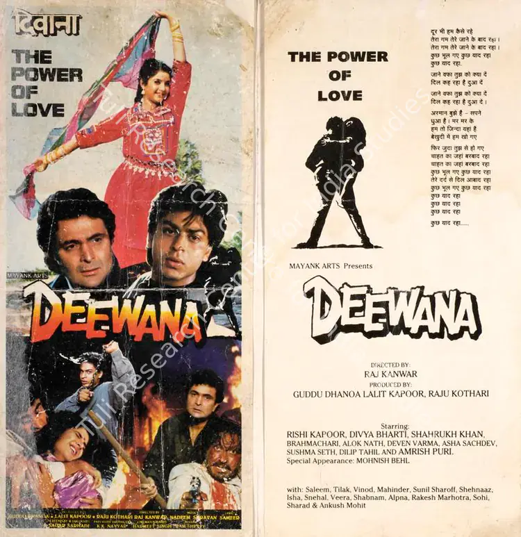 Dhanoa, Guddu (Producer), Deewana, 1992 | Song-Synopsis Booklet | CinemaEducation | 00863926