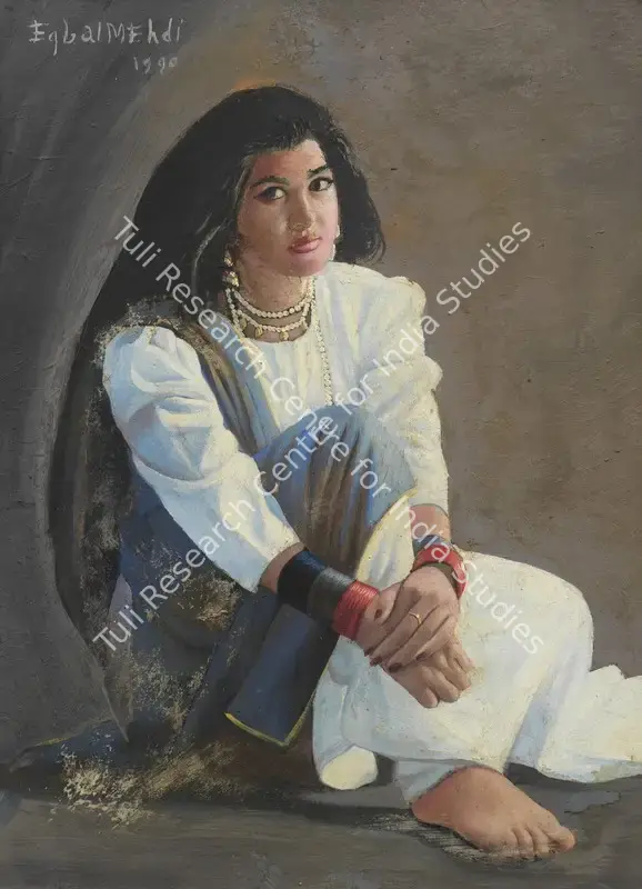 Mehdi, Eqbal (Artist). Untitled (Woman). Oil on board, 1990 | Painting | EconomicsArt | 00869128