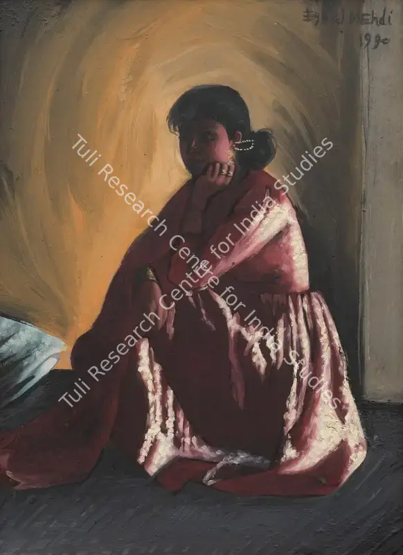 Mehdi, Eqbal (Artist). Untitled (Woman). Oil on board, 1990 | Painting | EconomicsArt | 00869131