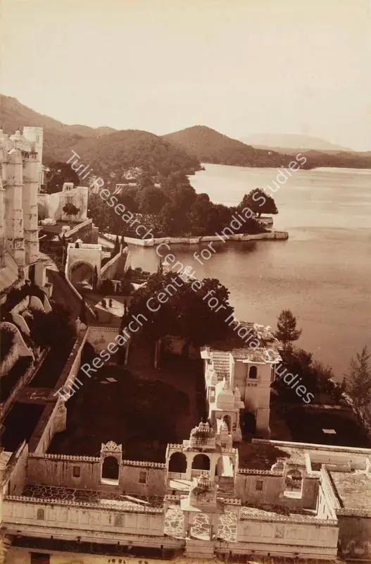 Dayal, Lala Deen (Photographer), Lake view from the palace looking south Odeypur, c.1890 | Antiquarian Photograph | Photography | 00115158