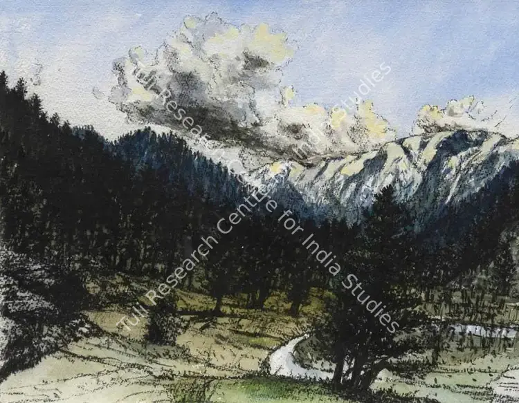 Chopra, Nikhil (Artist). Lands, Waters and Skies: Imagined Mountains. Watercolour, charcoal and pastel on paper, 2018 | Painting | FineArts | 00337026