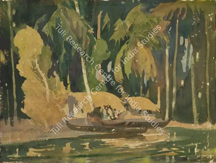 Paniker, K.C.S. (Artist). Untitled. Watercolour on paper pasted on board, 1946 | Painting | FineArts | 00338876