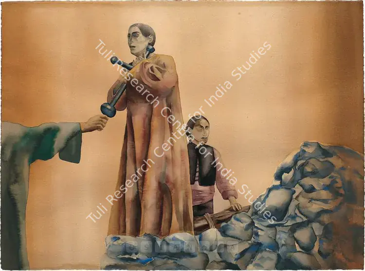 Dodiya, Anju (Artist). Joan - I (After Carl Dreyer). Watercolour on paper, 1997 | Painting | FineArts | 00755848