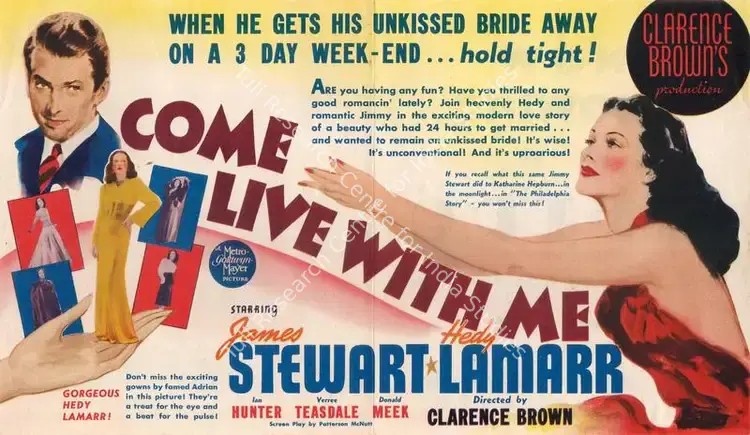 Brown, Clarence (Director), Come Live With Me, 1941 | Handbill | CinemaEducation | 00760959
