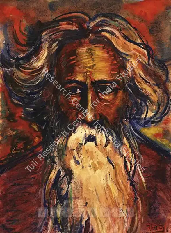 Maitra, Rathin (Artist). Portrait Of Rabindranath Tagore. Mixed media on paper, 1954 | Painting | FineArts | 00562785