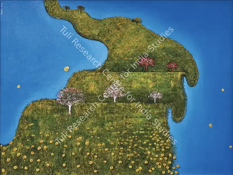Bhattacharjee, Balaka (Artist). Tide in Afternoon. Acrylic and beads on canvas, 2013 | Painting | FineArts | 00603865