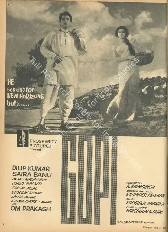 Muthuswamy, T.S. (Producer), Gopi, 1970 | Advertisement, Filmfare, 31 July 1970 | CinemaEducation | 00791436