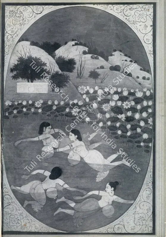 Vijaiwargiya, Ramgopal (Artist). Girls Swimming Garhwal. c.1790 | Marg, June 1955 | Painting | FineArts | 00674270