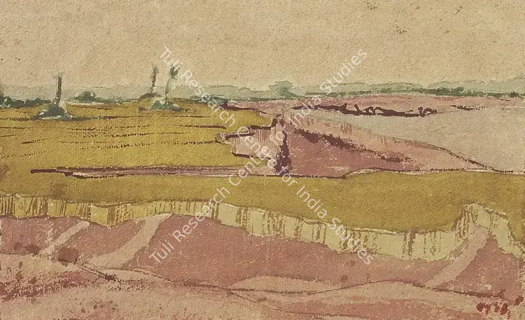 Bose, Nandalal (Artist). Untitled (Landscape) . Watercolour on paper laid on paper, 1915 | Painting | FineArts | 00647087