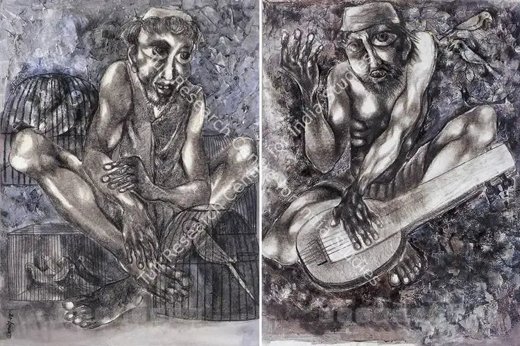 Sanyal, Gopal (Artist). Untitled. Acrylic and charcoal on paper, 1994 | Painting | FineArts | 00599898