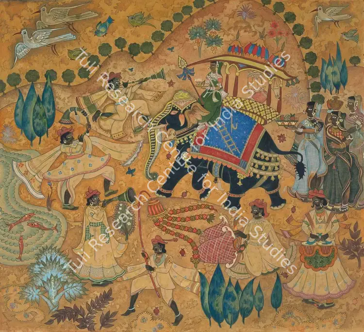 Almelkar, A.A. (Artist). Jal Mandir. Watercolour on card, circa early 1950s | Painting | EconomicsArt | 00869760