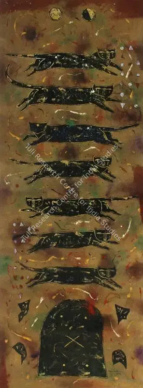 Parthan, Baiju (Artist). Out Of The Earth House. Mixed media on paper, 1993 | Painting | FineArts | 00599304