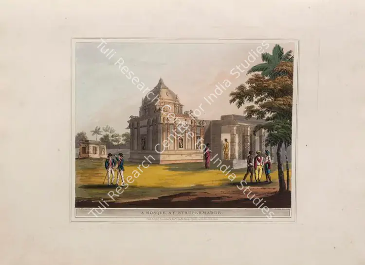 Merke, H. (Printmaker). A Mosque at Strupermador. Print on paper, 04 June 1804 | Aquatint, A Brief History of Ancient and Modern India, 1805 | Scholarship | 00156201