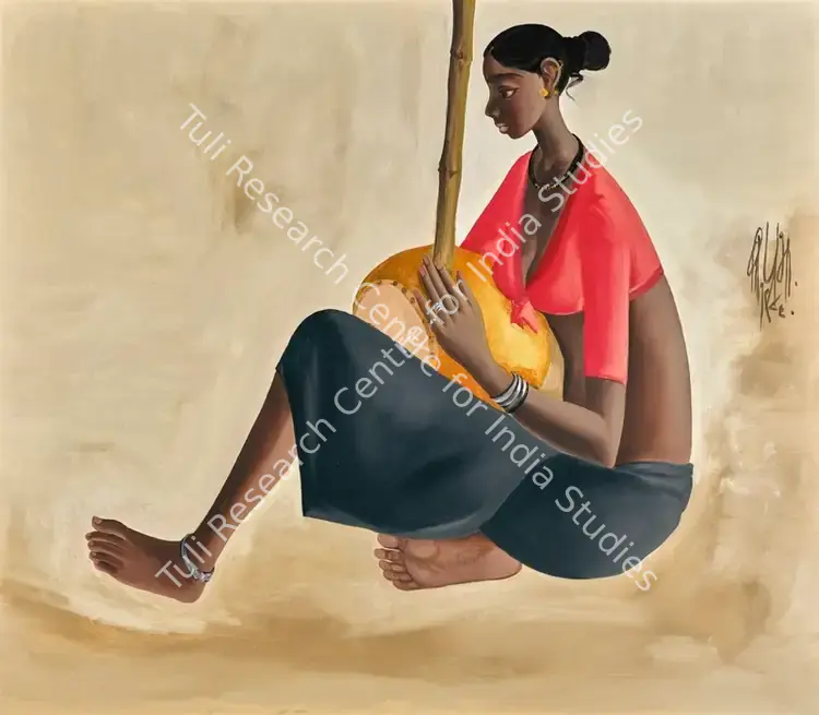 B. Prabha, Attributed to (Artist). Adiwasi Girl. Oil on canvas, 1986 | Painting | FineArts | 00335530