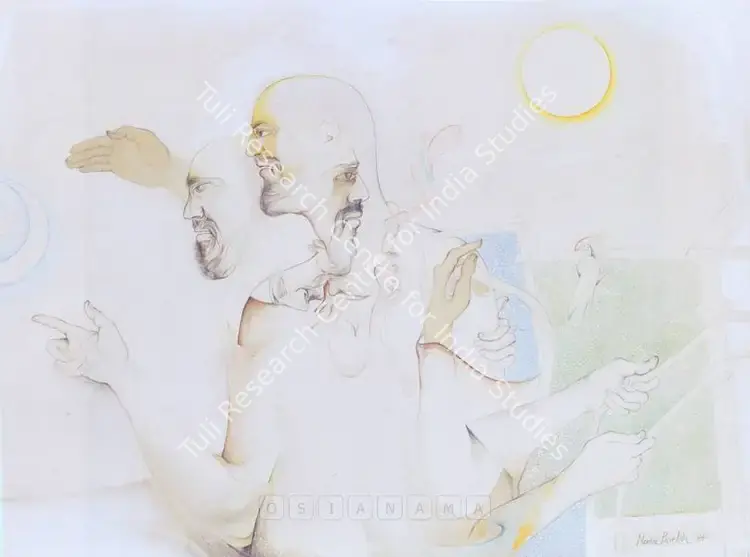 Parekh, Manu (Artist). Existence Of Man. Pencil and oil on canvas, 1984 | Painting | FineArts | 00598096