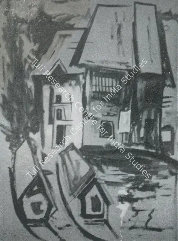 Kaul, Triloke (Artist). Houses in Boats. n.d. | Marg, March 1955 | Painting | FineArts | 00674176